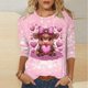 thumbnail image 5 of TaTaai Valentine's Day Cow Print Women's Tee, Loose Fit Three Quarter Sleeve Pullover, Cute Casual Top Gift, 5 of 5