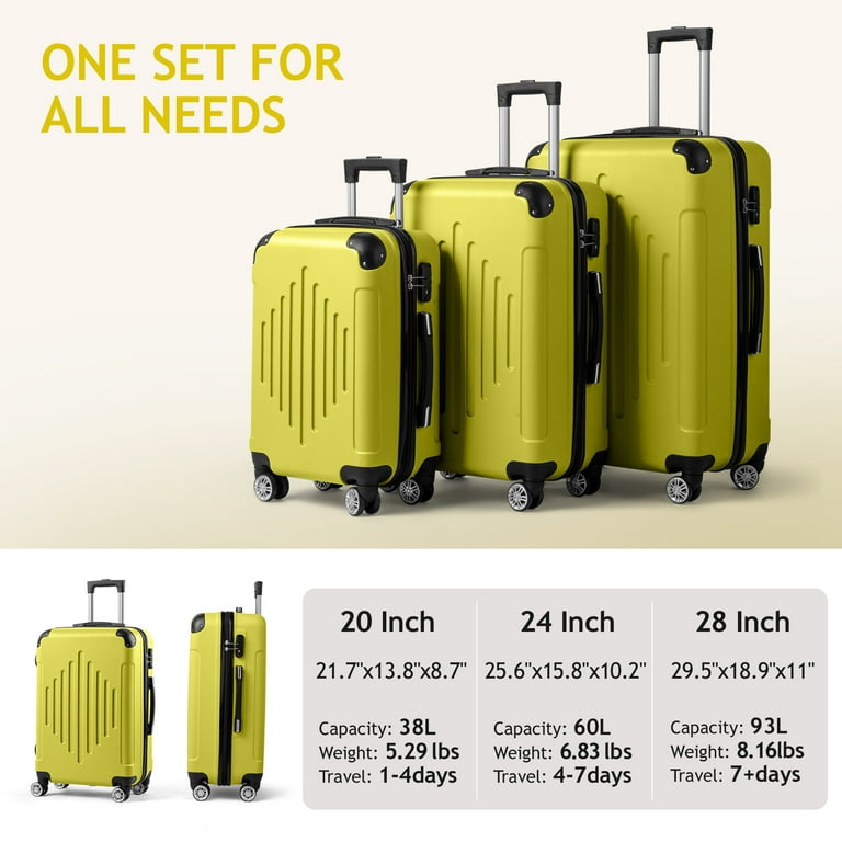 Zimtown 3-Piece Hardside Spinner Luggage Set with TSA Lock