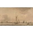 thumbnail image 2 of Dominic Serres 14x10 Black Ornate Wood Framed Double Matted Museum Art Print Titled: Shipping in the Solent off Calshot Castle (Between 1760 and 1793), 2 of 5