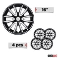 thumbnail image 2 of OMAC - Black with White Hub Caps 16 Inch Set of 4, Tapas para Rines 16, Premium Wheel Covers 16 Inch, R16 Rim Cover Set, Snap On Durable Car Replacement Exterior Accessories, 2 of 6