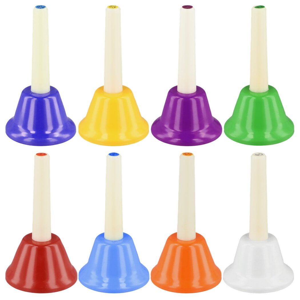 8 Note Diatonic Metal Hand Bells for Kids Toddlers Children, Musical Teaching Toy, Percussion Instrument for Church Chorus Wedding Family Party