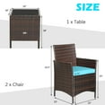 thumbnail image 3 of Gymax 3PCS Outdoor Rattan Conversation Set Patio Furniture Set w/ Blue Cushions, 3 of 10