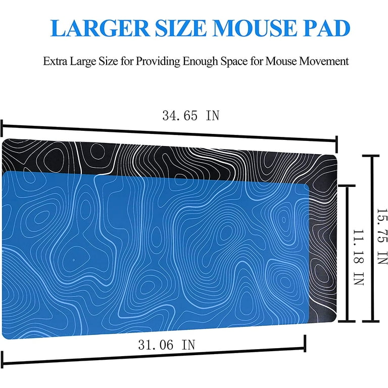 Gaming Mouse Pad XXL Extended Large Desk Pad Mat 34.65 x 15.75 Inches  Keyboard Laptop Computer Mousepad with Non-Slip Base Stitched Edge for Home  Office Gaming Work 