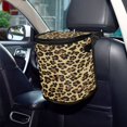 thumbnail image 6 of Qxltty Brown Leopard Car Trash Can with Lid Vehicle Backseat Hanging Leak Proof Storage Bin, 6 of 7