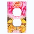 thumbnail image 2 of Metal Light Switch Plate Outlet Cover Pink Rose Flower Butterfly ROS003, 2 of 13