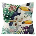 thumbnail image 4 of Juego de 4 fundas de cojín para exteriores, impermeables, con diseño de plantas tropicales, flores y pájaros, para sofá, patio, jardín, sala de estar, dormitorio, 4 of 5