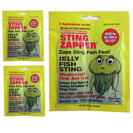 6 Pack Sting Zapper Jellyfish Sea Life First Aid Medicated Gel Wipe Fast