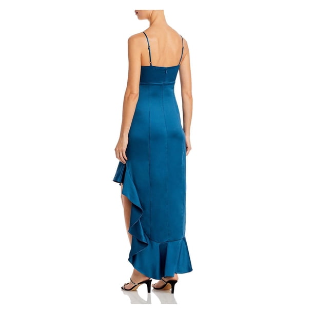 knee length dresses for ladies Aqua Dust Three Quarter Sleeve Faux Wrap Midi Dress