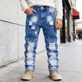 thumbnail image 6 of Aihuaihua Boy's Fit Ripped Destroyed Distressed Stretch Slim Jeans Pants Blue, 6 of 8