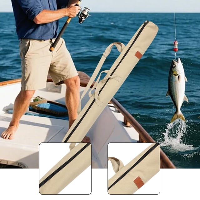 Ethern Sac de Canne à Pêche Sac de Rangement pour Canne à Pêche Protection Portable pour Bâche Canne Beige 120cm