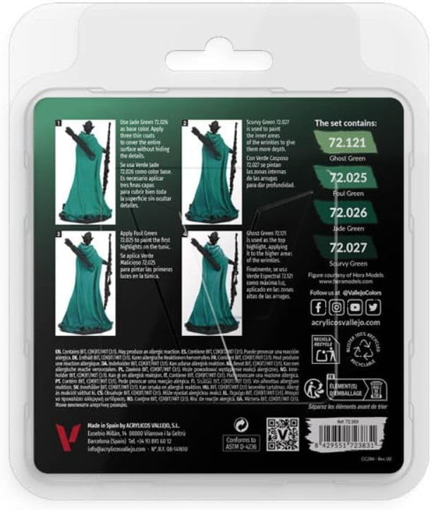 Vallejo Game Color Cold Green Color Set ,Professional Miniature Painting Set ,4×18ml