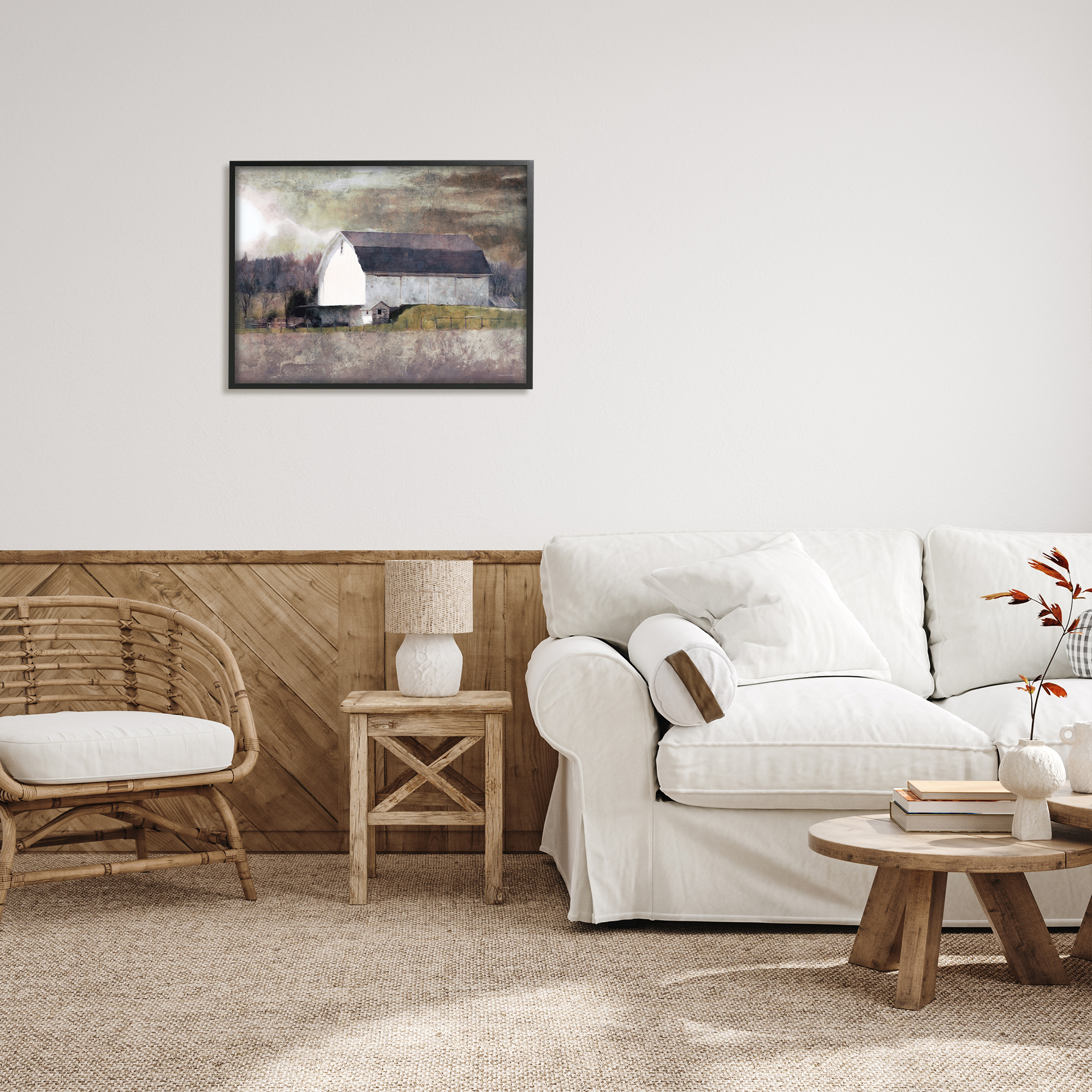Stupell Indtries Stormy Sky Country Farm Barn Murky Field Landscape,30 x 24,Design by Bluebird Barn