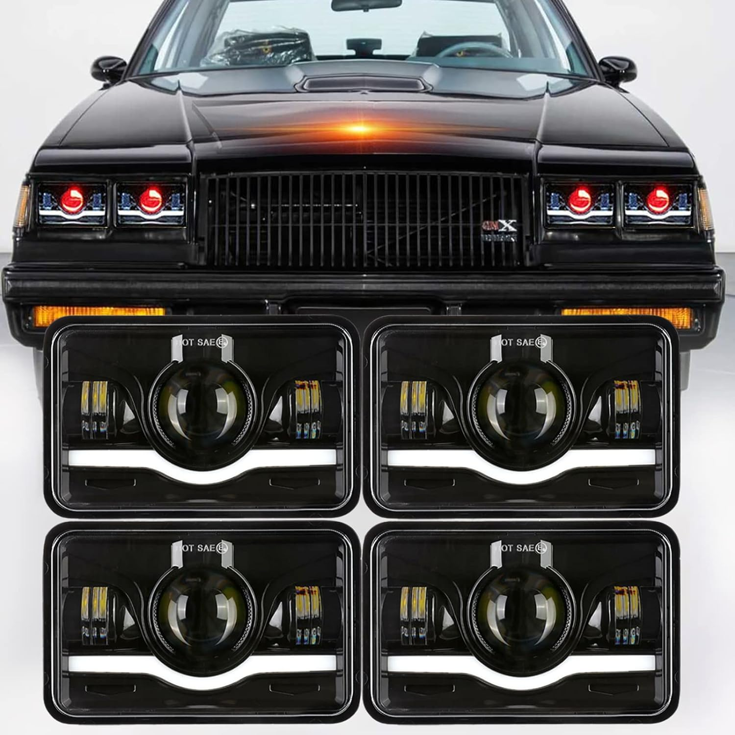 2PCS 4x6 LED Headlights Hi/Lo Beam With DRL – H4 Sealed Beam For Chevy Camaro Z28 1982-1992 & More – CCH 6000K