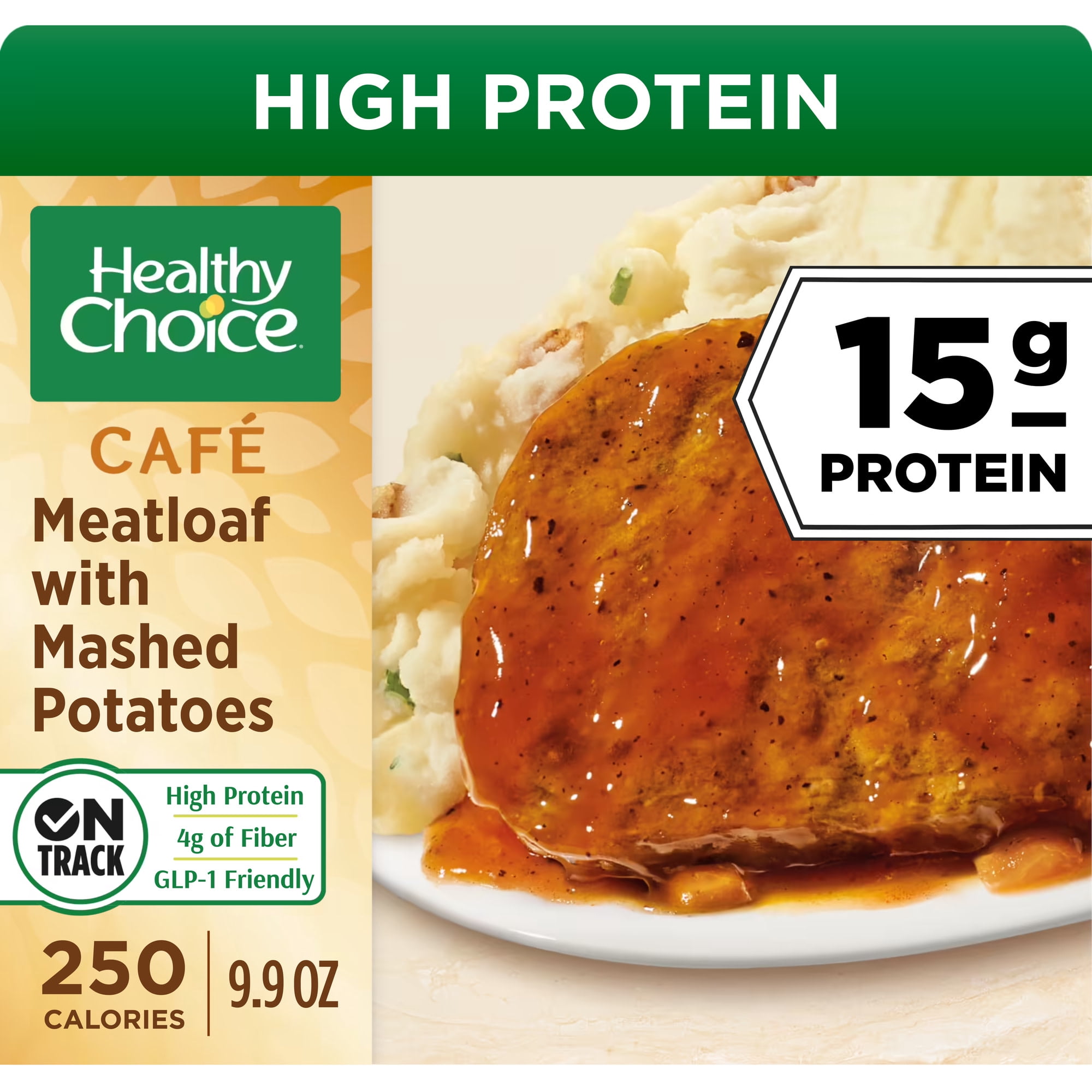 Healthy Choice Cafe Meatloaf with Mashed Potatoes, High Protein Frozen Meal, 9.9 oz.