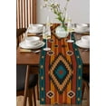 thumbnail image 3 of Table Runner Dresser Scarf 13 x 70 Inch Aztec Tribe Rhombus Geometric Pattern Striped Background Table Runners Non-Slip Heat Kitchen Dining Table Decor for Indoor Outdoor Home Party Decoration, 3 of 7