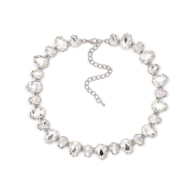 Collar de diamantes de imitación para mujer, colgante ajustable para ceremonia de banquete para niñas con cadena de extensión, decoración de Ropa, zapatos y accesorios Miscelánea Blanco Guardurnaity AP014818-05
