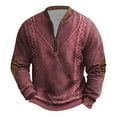 thumbnail image 2 of gbyLJF Half Zipper Round Neck Top for Men Long Sleeve Knitted Striped Pullover Sweater Casual Vintage Loose Fit Blouse, 2 of 3