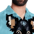 thumbnail image 5 of Pixel Dog Men's Short Sleeve Button Down Casual Poplin Shirts for Summer Beach, Printed Design - Unisex, 5 of 6