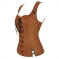 thumbnail image 2 of Grebrafan Corset Pirate Burlesque Lace up Clothing for Women Brown 3XL, 2 of 5