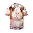 thumbnail image 2 of Lsque Cartoon Guinea Pig print Men's Cuban Collar Short Sleeve Shirt Summer Beachwear Casual Button Down Fashionable Vacation Leisure Shirt-3X-Large, 2 of 7