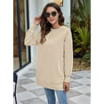 thumbnail image 5 of Women Sweatshirts Trendy Fleece Crewneck Sweatshirt Casual Loose Pullover Tops Comfy Fall Outfits Apricot S, 5 of 9