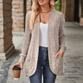 thumbnail image 5 of Qwertyu Womens Long Cardigan Lightweight Sweater Open Front Long Sleeve Cardigans with Pockets 2025 Khaki XL, 5 of 7