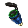 thumbnail image 1 of Cargador USB de carga rápida para automóvil QC3.0+PD de aleación de aluminio-B8 (carcasa azul y luz verde), 1 of 5