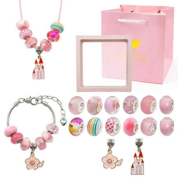 Xihbxyly Kit de Pulsera Diy, Cuentas Brillantes y Colgante, Juego de Manualidades Fácil de Usar, Divertido para Jugar con Creatividad, Empaquetado En Caja de Regalo, Pulsera de 16 Cm, 6 Cuentas de Co