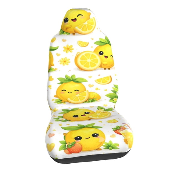 Cute Lemon Characters Car Seat Covers Stretch Car Seat Protectors Universal Fit