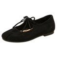 thumbnail image 2 of EKVAHL Women's Lace‑Up Ballet Flats, Bow Detail Mary Jane Shoes, Soft Sole All Season Casual Walking Flats Black, 2 of 6
