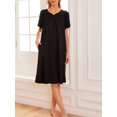 thumbnail image 4 of Avidlove Women's Nightgown Short Sleeve House Dress with Pockets Comfy Loungwear Black Sleepwear, 4 of 5
