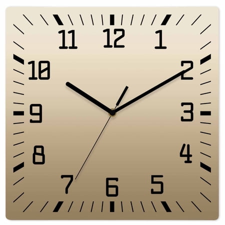 Brown Beige Wooden Wall Clock Silent Non Ticking, Gradient Monochrome Modern Country Square Wall Clocks Battery Operated, Decor Clock for Home Office, Living Room, Kitchen, 12 Inch