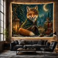 thumbnail image 6 of Fox Sitting by Lanterns in Moonlit Forest, Cozy Fantasy Style for Animal Lovers, Woodland Animal Wall Art, Christmas Gift, Tapestry Wall Hanging for Bedroom and Dorm, 6 of 7