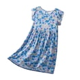 thumbnail image 3 of WRKEKC Girls Casual Dresses Short Sleeve Round Neck Floral Print Cotton Blend Loose Flowy Dress for 2-15 Years, 3 of 4