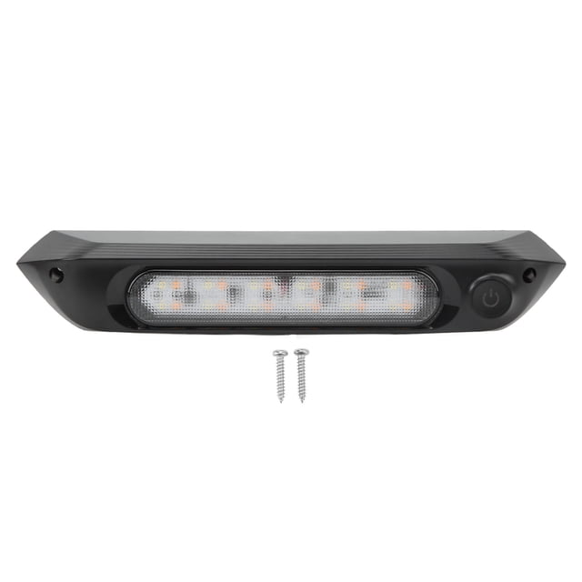 Luz LED de dos colores para toldo, luz de porche para caravana, 8 W, resistente al agua, tira de luz para yate, caravana, carcasa negra