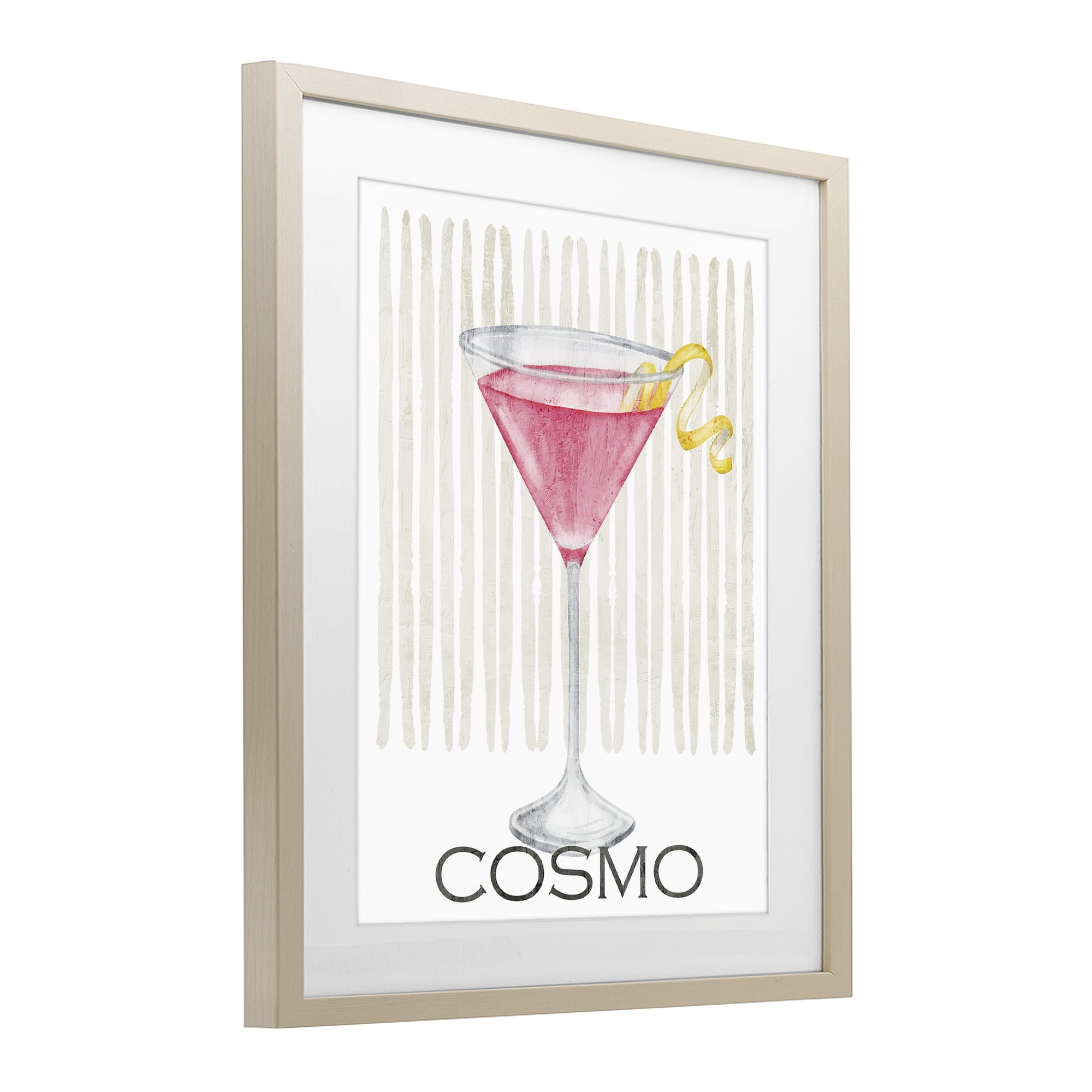 Stupell Industries Pink Cosmo on Stripes Birch Framed Print Under Glass, design by Kim Allen