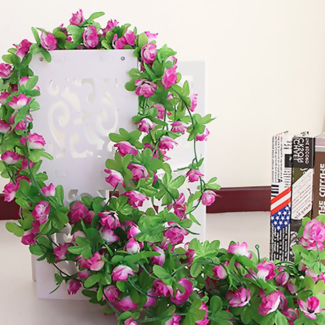 stanreset 2Pcs Artficial Rose Rattan Hanging Vine Fake Plant Home Wedding Party Decor purple 1Set