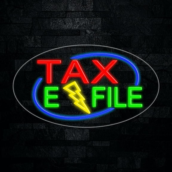 Tax E File LED Neon Sign 28"L x 16"H #34130