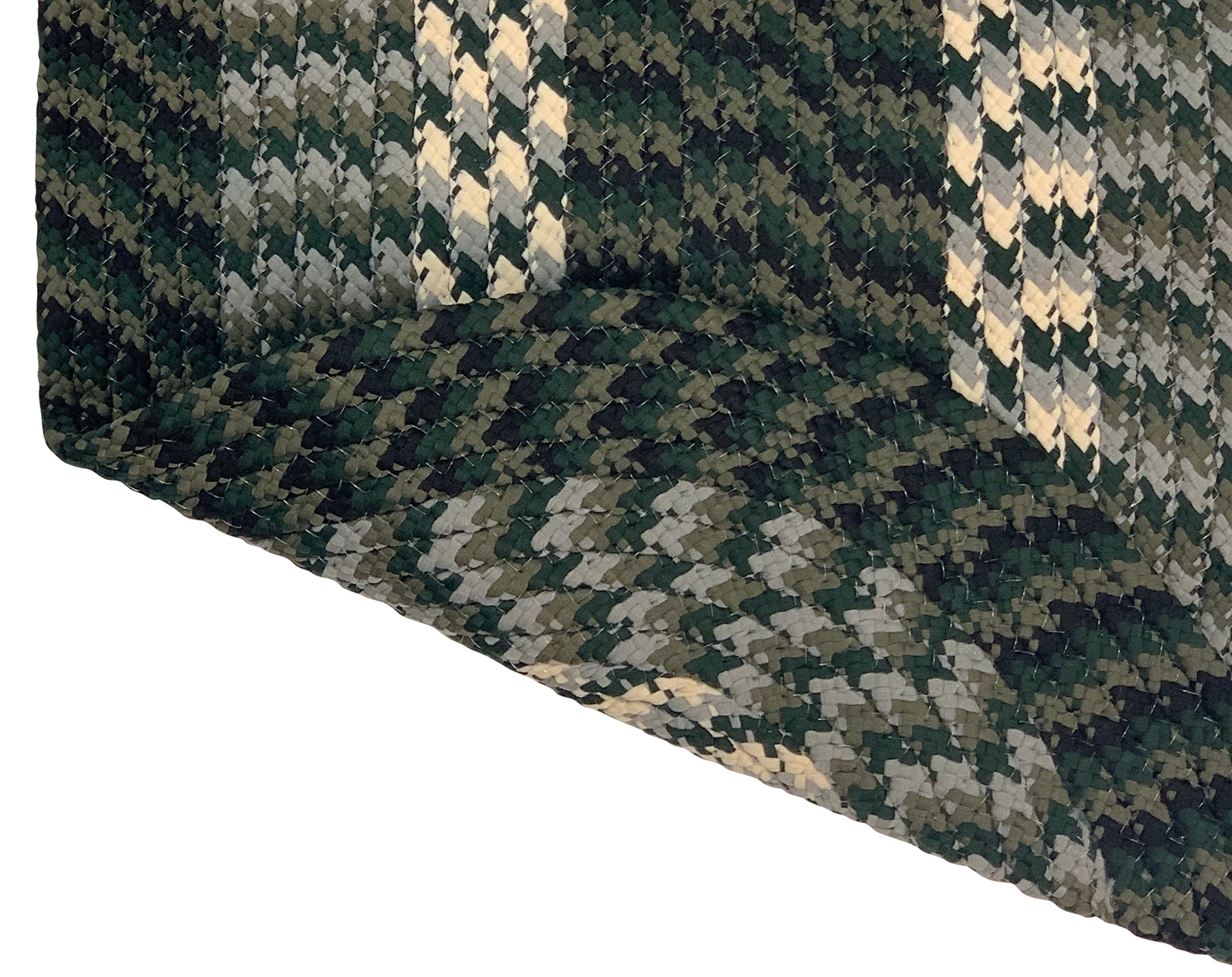 Better Trends Alpine Braid Reversible Indoor Area Utility Rug 100% Polypropylene, 96" Octagonal, Hunter Stripe
