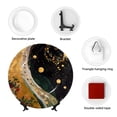 thumbnail image 4 of Balery Abstract Gold Floral Galaxy Print Bone China Decorative Plate Ceramic Dinner Plates Art Crafts with Display Stand-8in, 4 of 6