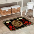 thumbnail image 2 of FJPT Non Slip Flannel Polyester Floor Mat With Traditional Chinese Design Red Flowers And Golden Patterns For Bathroom Kitchen Bedroom Decor 31.5x19.7 inch, 2 of 5
