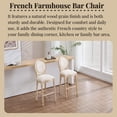 thumbnail image 4 of Noble House French Country 30" Height Bar Stools with Cushion Back and Carved Solid Wood Legs, Beige, Set of 2, 4 of 16