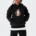 thumbnail image 4 of YDFCWXW Girls Halloween Sweatshirts Festive Winter Casual Pullover Loose Fit, Halloween Print, School Days, Festival Party Wear (Black, 5-6 Years), 4 of 5