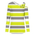 thumbnail image 4 of CLOISE Womens Tees Fall Fashion Striped Tees V-Neck Long Sleeve Cold Shoulder Tops Casual Colorblock Hollow Asymmetrical Shirts Flowy Outfits Yellow S, 4 of 4