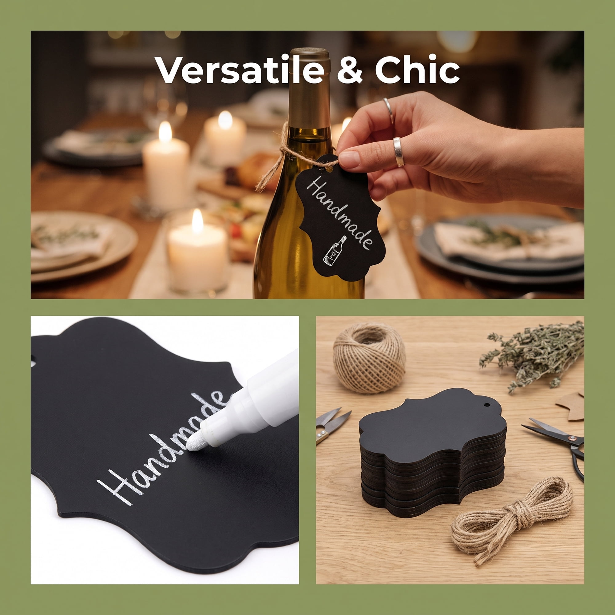 Unique Bargains Gift Tags with Twine for Crafting and Presenting Gifts 1.2" x 2" Black