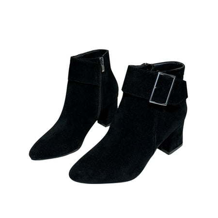 

Difumos Womens Side Zipper Low Heel Ankle Boot Shoes Black 7