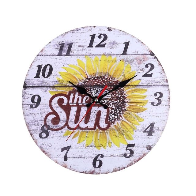 Birdeem 30Cm European Retro Rustic Sunflower Wall Clock Home Living Room Decoration Wall Clock