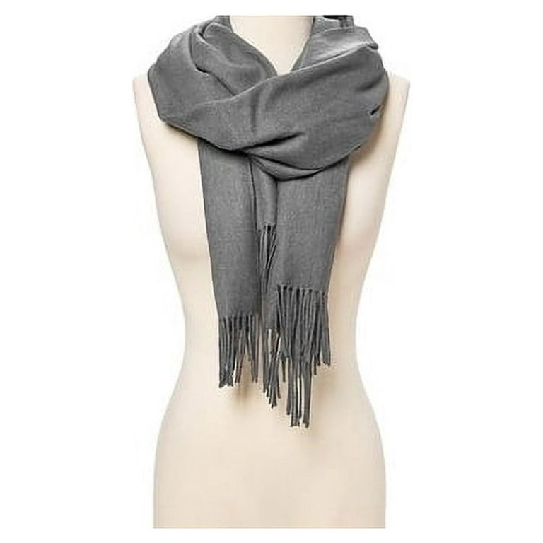 Blue Solid Scarfs for Women Fashion Warm Neck Womens Winter Scarves  Pashmina Silk Scarf Wrap with Fringes for Ladies by Oussum 