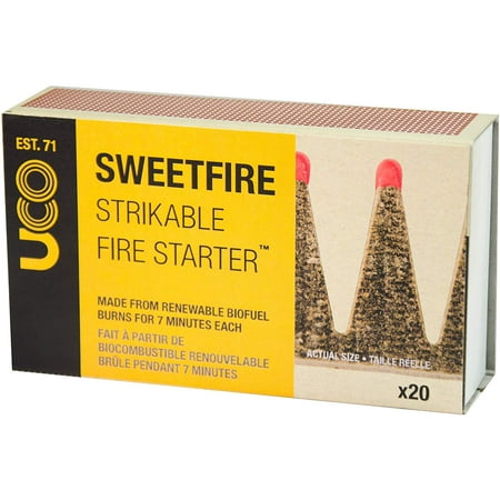 Sweetfire Biofuel Fire Starters for Camping, Backpacking, and Emergency Preparedness, Strikeable, 20 Pieces, Fire starter with strikeable tip.., By