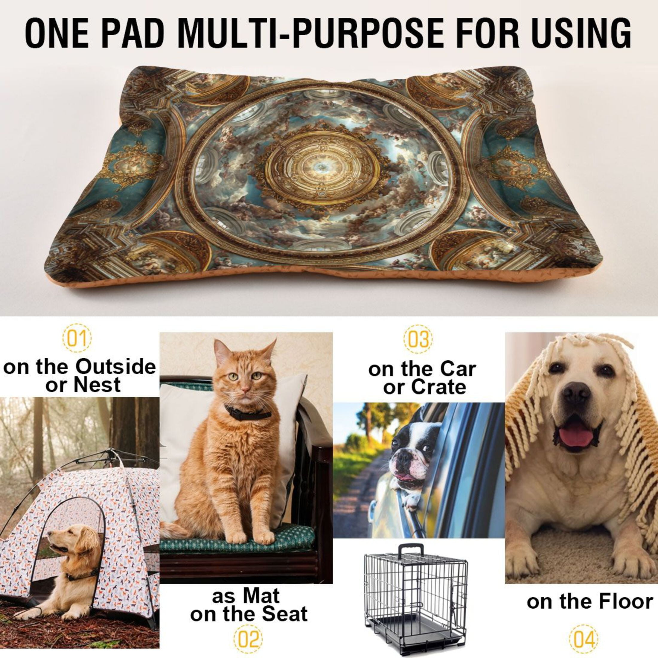 Cozy Mat Pet Bed Indoor Outdoor Warm Soft For Cat Dog Puppy(S/M) Angels and Clouds